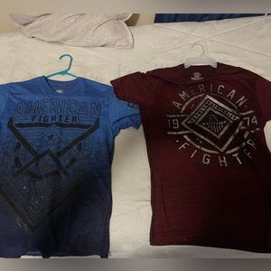 Blue and burgundy American fighter shirts men’s medium